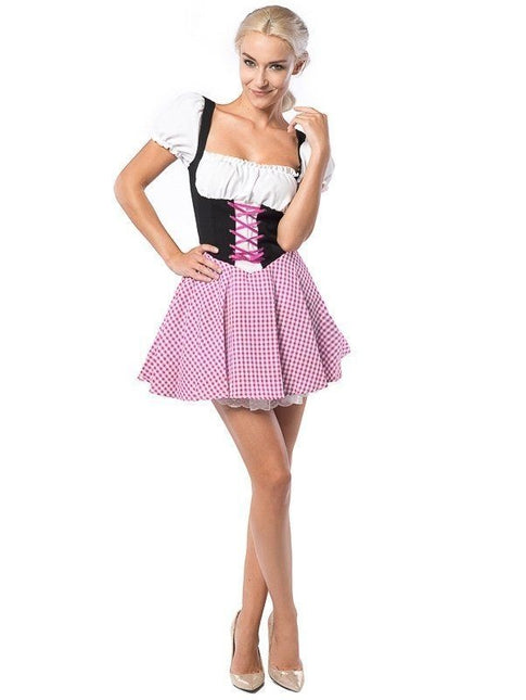 Sukienka Dirndl Oktoberfest w kratkę różowa