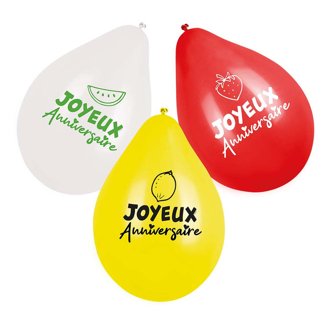 Balony Fruit Joyeux Anniversaire 25cm 6szt.