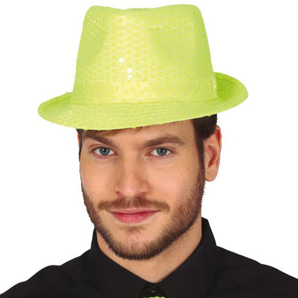 Paillette Hat Neon Yellow