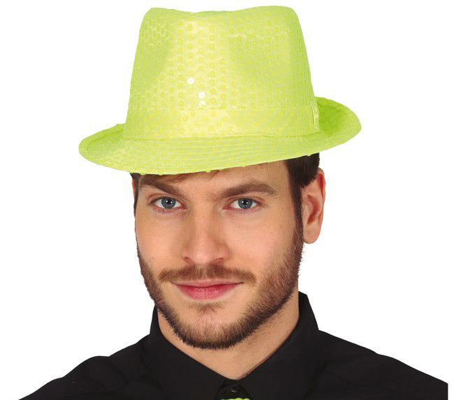 Paillette Hat Neon Yellow