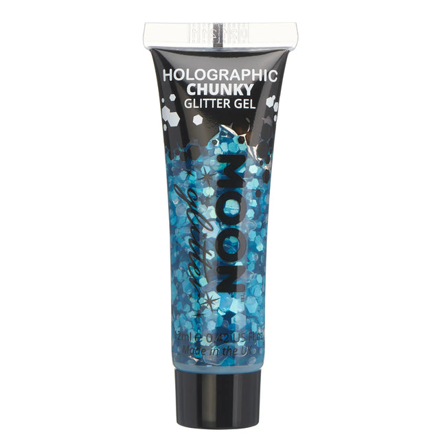 Moon Glitter Holographic Chunky Glitter Gel Blue 12ml