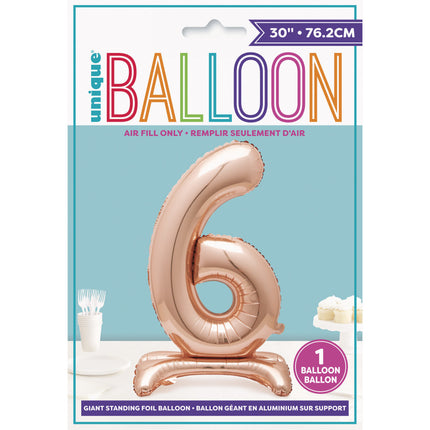 Balon foliowy Figura 6 Rose Gold Standard 76 cm