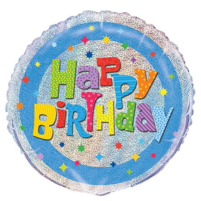 Balon helowy Happy Birthday Glitter 45cm pusty