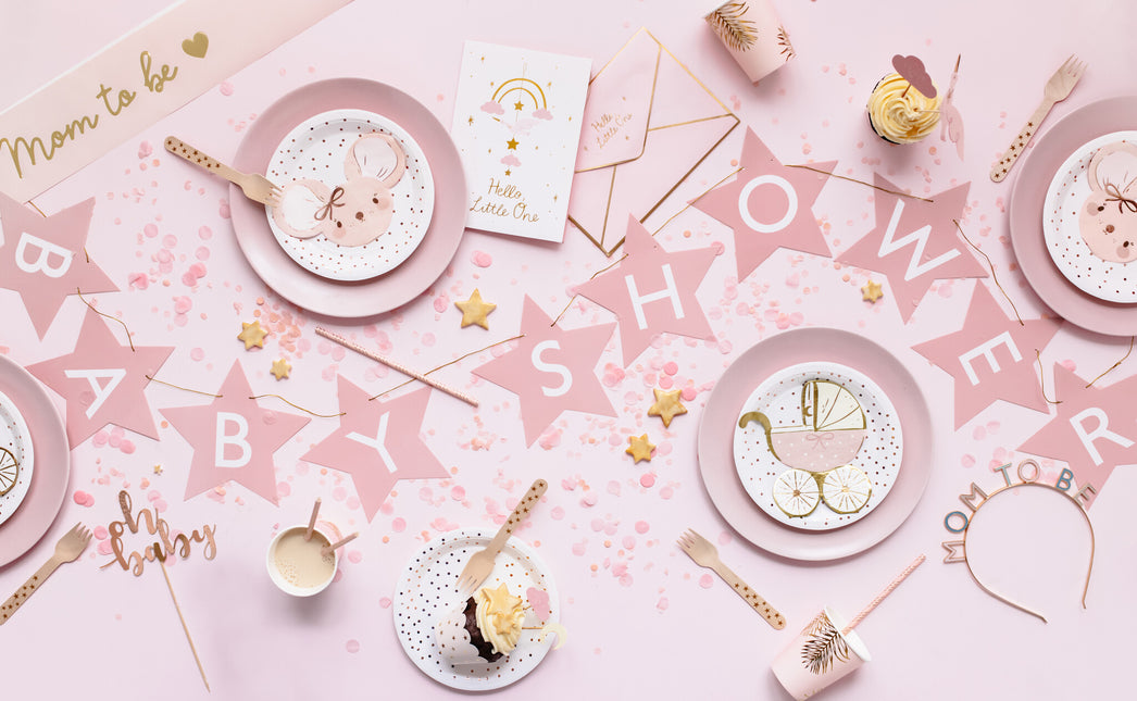 Różowa girlanda Baby Shower Stars 2,9 m