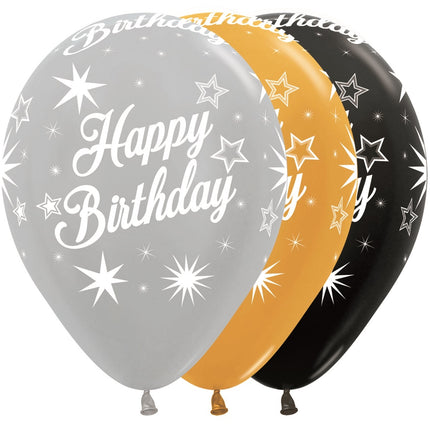 Balony Happy Birthday Sparkle Elegant Mix 30cm 25szt