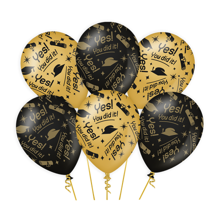 Balony You Did It Gold Black 30cm 6szt