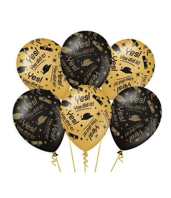 Balony You Did It Gold Black 30cm 6szt