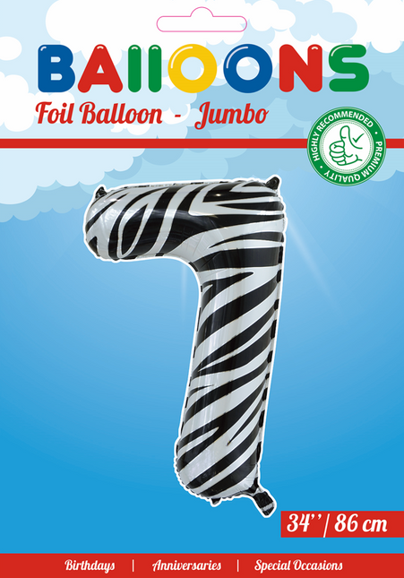 Balon foliowy Figurka 7 Zebra XL 86cm pusty