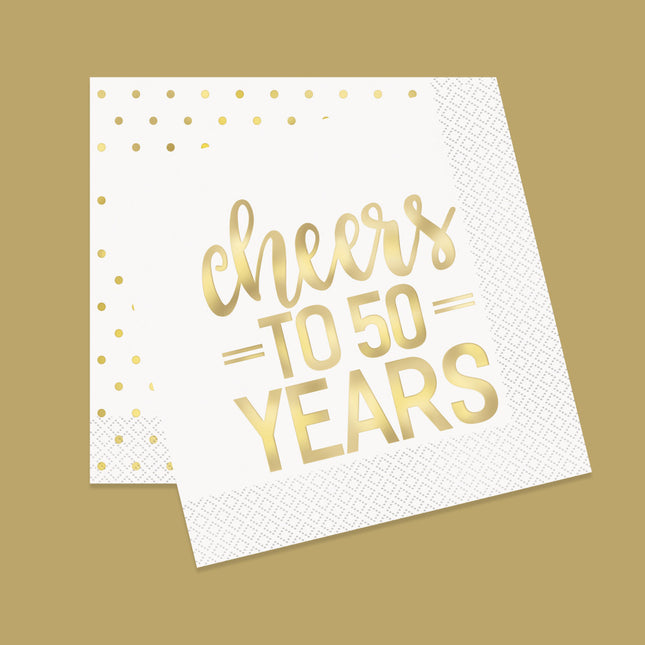 Serwetki Cheers To 50 Years Gold 25cm 16szt