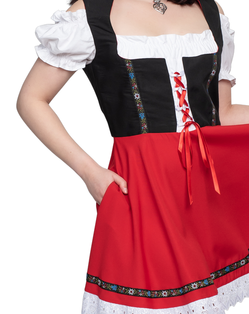 Oktoberfest Dirndl Dress Oktoberfest Black Red Ladies