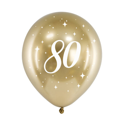 Balony 80 lat złote 30cm 6szt