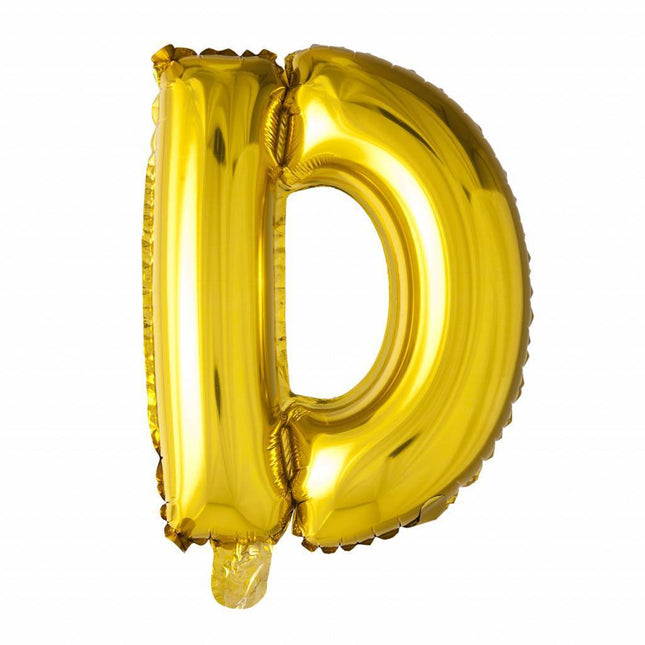 Balon foliowy litera D złoty 41 cm ze słomką