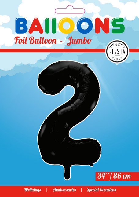 Balon foliowy Figurka 2 Czarny XL 86cm pusty