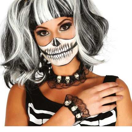 Halloweenowa bransoletka i choker czaszka