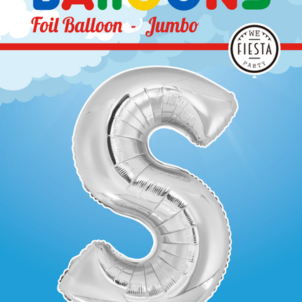 Balon foliowy litera S srebrny XL 102cm pusty