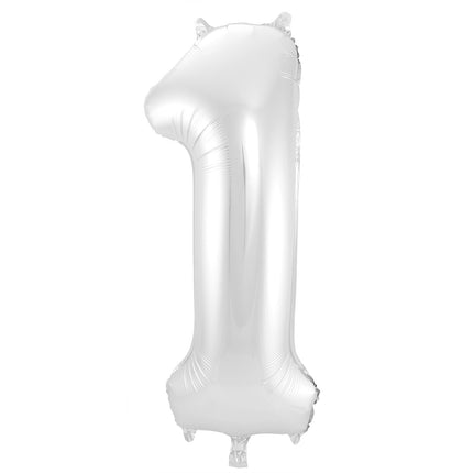 Balon foliowy figura 1 srebrny metaliczny XL 86 cm pusty