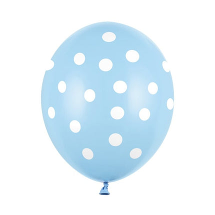 Balony jasnoniebieskie białe kropki 30cm 6szt