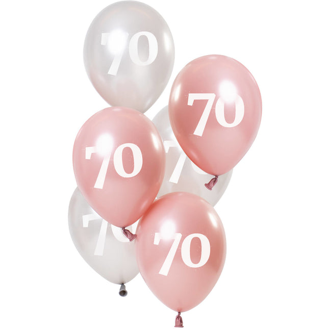 Balony 70 lat różowe 23cm 6szt