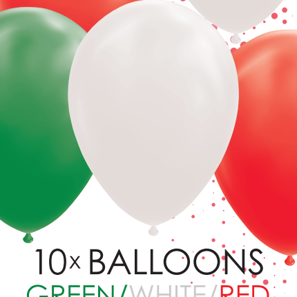 Balony zielone białe czerwone 30cm 10szt