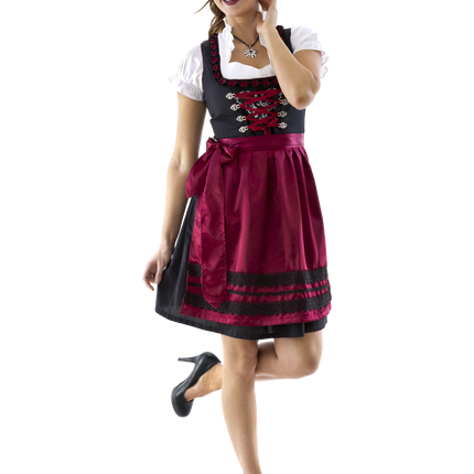 Czarno-czerwona sukienka Dirndl Oktoberfest Ladies Bordeaux