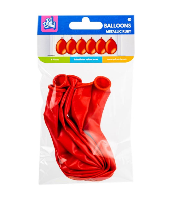 Balony czerwone metaliczne 30cm 6szt