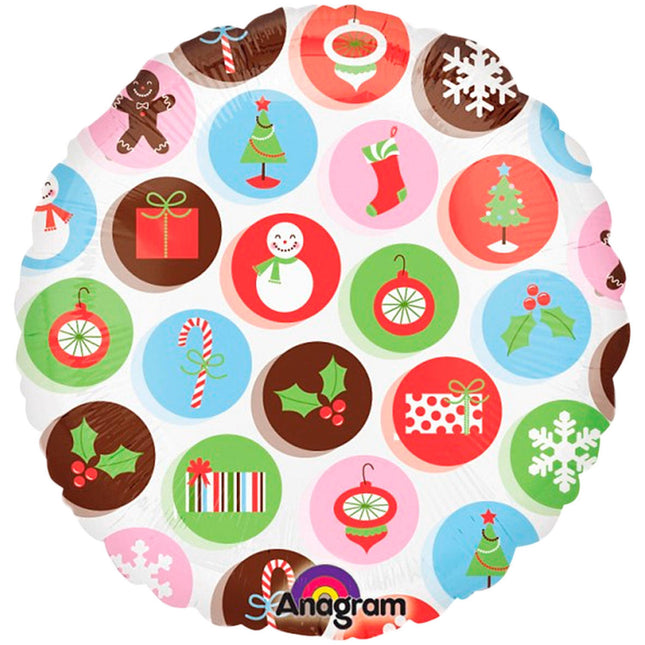 Balon helowy Christmas Dots 45 cm pusty