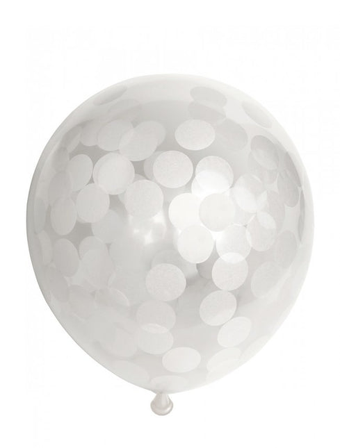 Balony z konfetti białe 30cm 6szt
