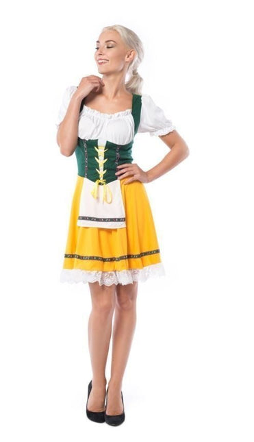 Sukienka Dirndl Oktoberfest żółto-zielona