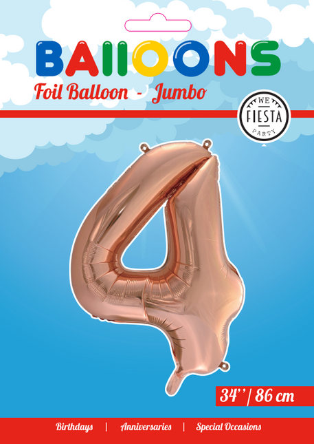 Balon foliowy Figurka 4 Rose Gold XL 86cm pusty