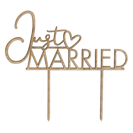 Topper na tort Just Married Wood 13,7 cm