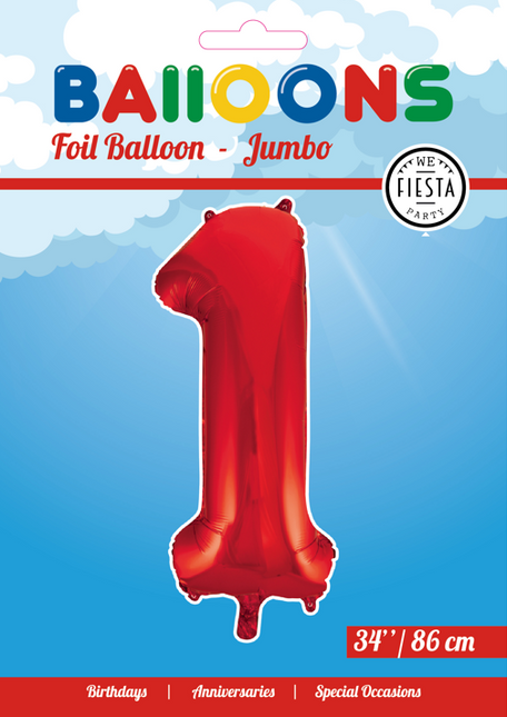 Balon foliowy Figurka 1 Czerwony XL 86 cm pusty