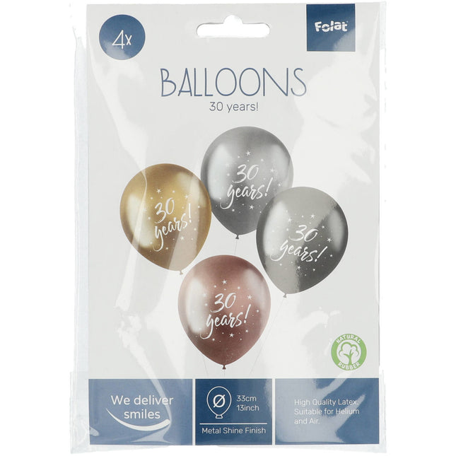 Balony 30 lat 33cm 4szt