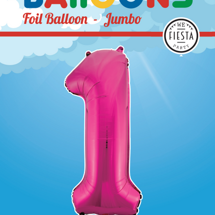 Balon foliowy Figurka 1 Fuksja XL 86 cm pusty