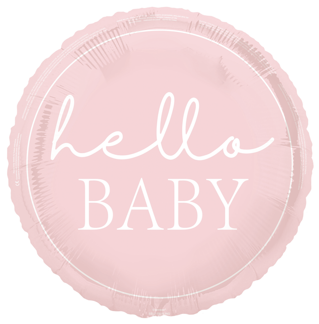 Balon helowy Hello Baby różowy 45 cm