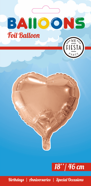 Balon helowy serce różowe złoto 46 cm pusty