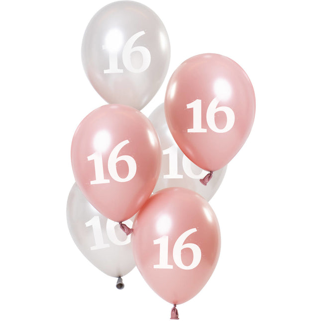 Balony 16 lat różowe 23cm 6szt