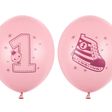 Balony 1 Rok Różowe 30cm 6szt