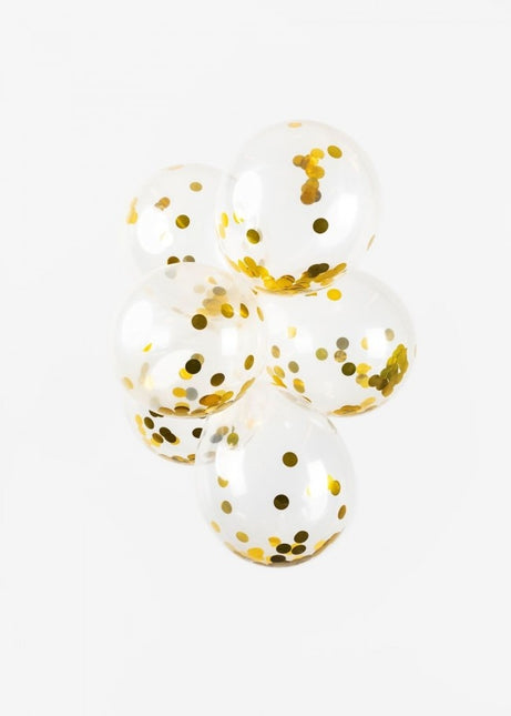Balony konfetti złote 30cm 6szt