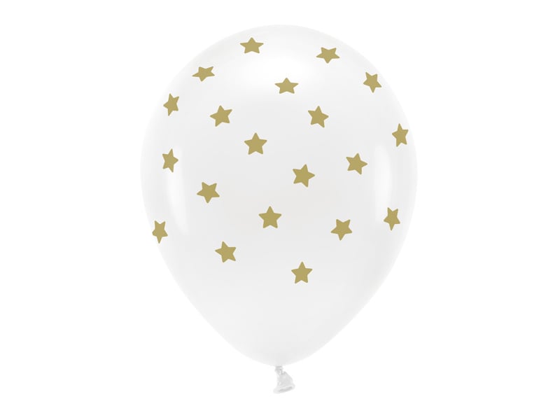 Balony białe złote gwiazdki 33cm 6szt