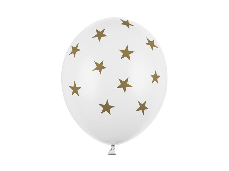 Balony białe złote gwiazdki 30cm 6szt