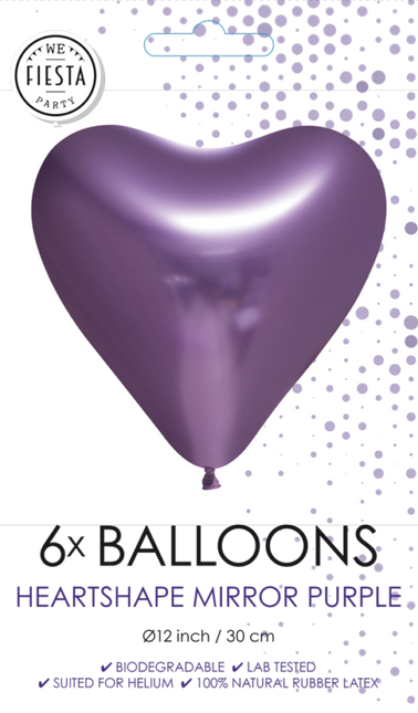 Balony serca fioletowe 30cm 6szt
