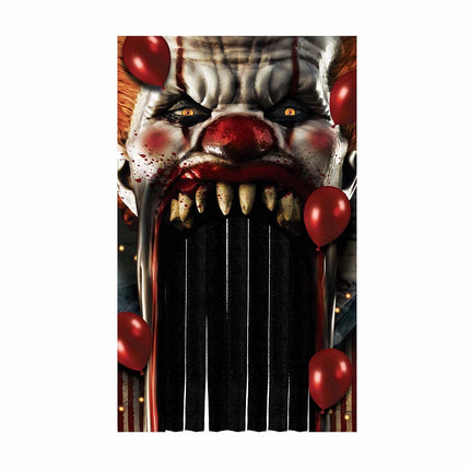 Halloweenowa kurtyna do drzwi Horror Clown 2,4 m