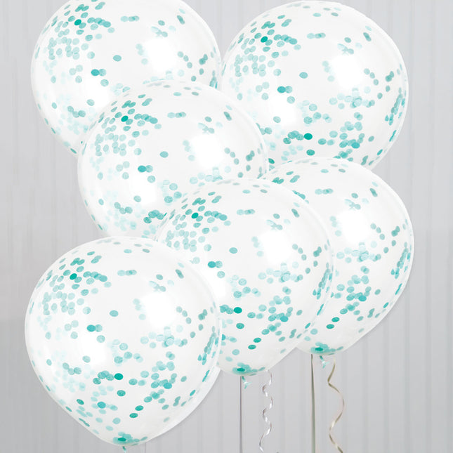 Balony konfetti turkusowe 40cm 6szt