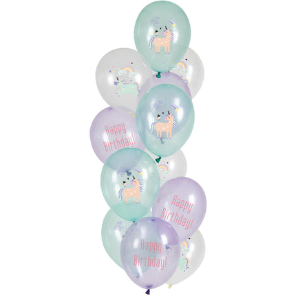 Balony Tęczowy Jednorożec 33cm 12szt