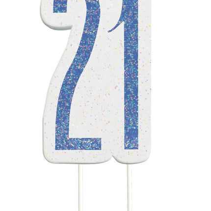 Świeczka 21 Years Glitter Blue 8,5 cm