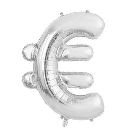 Balon foliowy Euro Sign Silver XL 102cm pusty