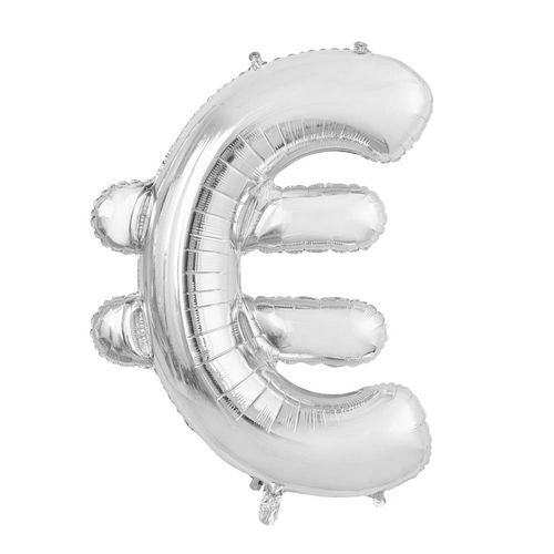 Balon foliowy Euro Sign Silver XL 102cm pusty