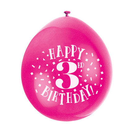 Balony Happy Birthday 3 lata 28cm 10szt