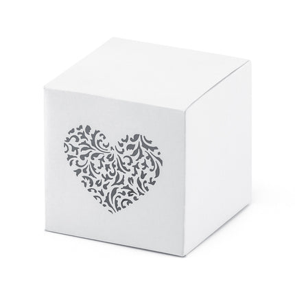 Pudełka na prezenty Cube Heart White 5cm 10szt