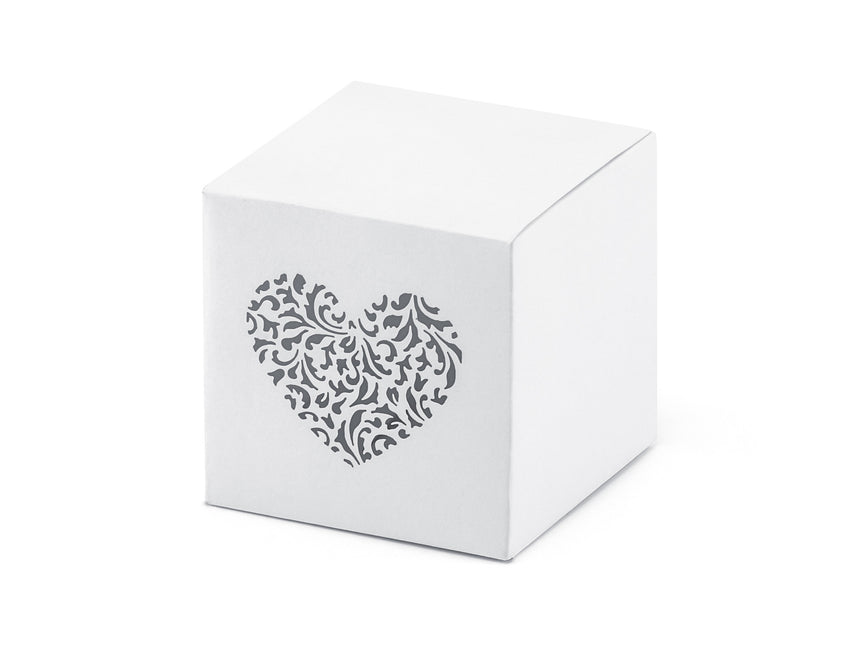 Pudełka na prezenty Cube Heart White 5cm 10szt